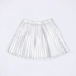 Owillo® Girls' Foil Pleated Skirt - Silver